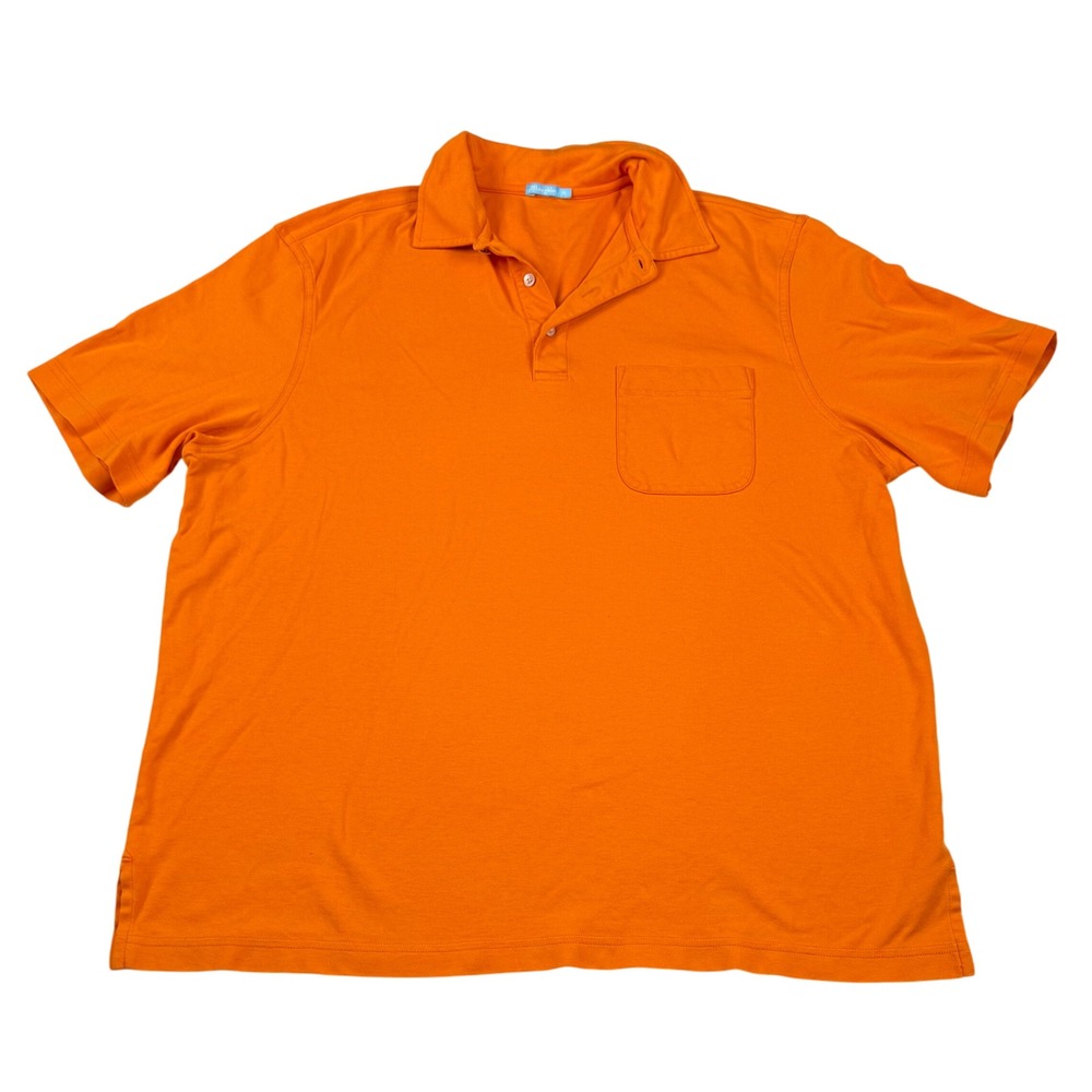 J. McLaughlin Mens Orange Polo Shirt Pocket XL‎ Casual Golf Performance Summer